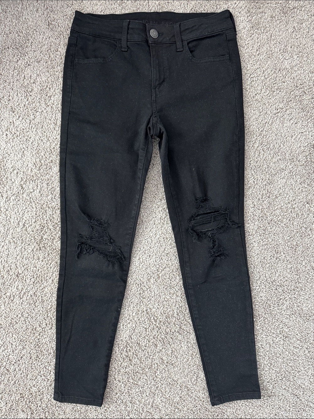American Eagle Outfitters Black Skinny Distressed Jeans